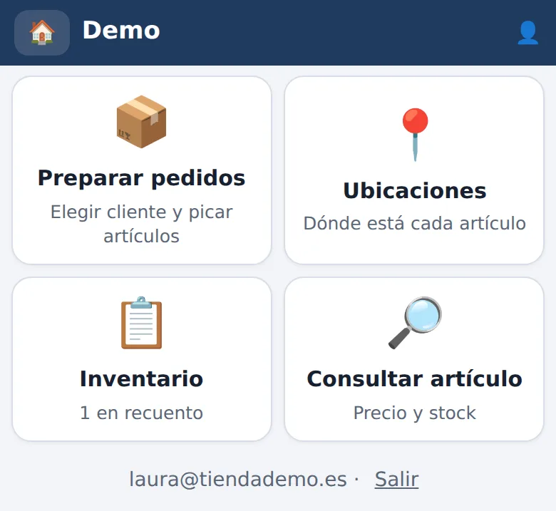 Menú de la PDA